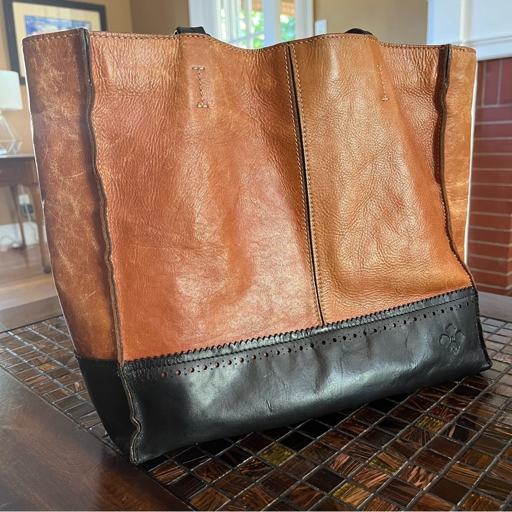 Patricia Nash Brown and Black Leather Tote